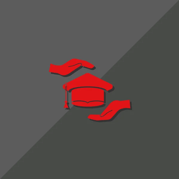 Academische hoed en handen web pictogram — Stockvector