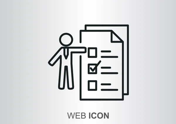 Humano com a lista de fazer ícone web — Vetor de Stock