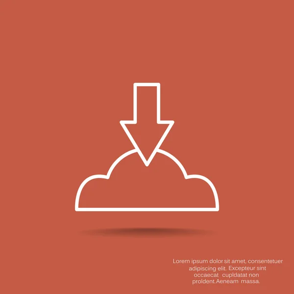 Símbolo de download de arquivos na nuvem — Vetor de Stock