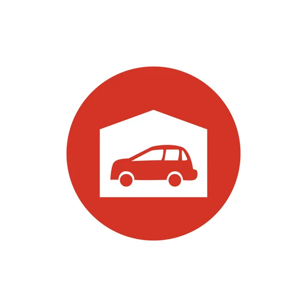 Garaje con coche icono simple — Vector de stock