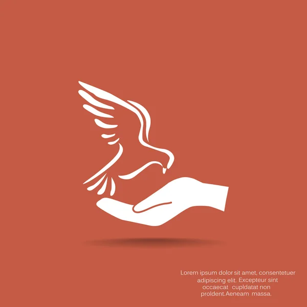 Pigeon avec icône de la main — Image vectorielle