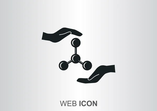 Composé moléculaire et icône web mains — Image vectorielle