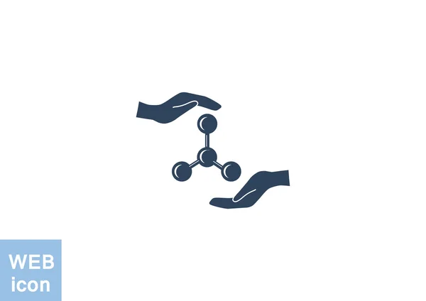 Ikona webového molekulární směsi a ruce — Stockový vektor