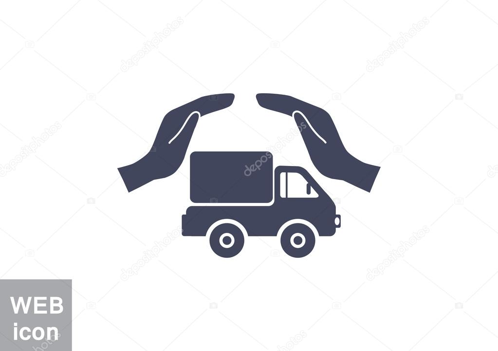 Truck with hands web icon