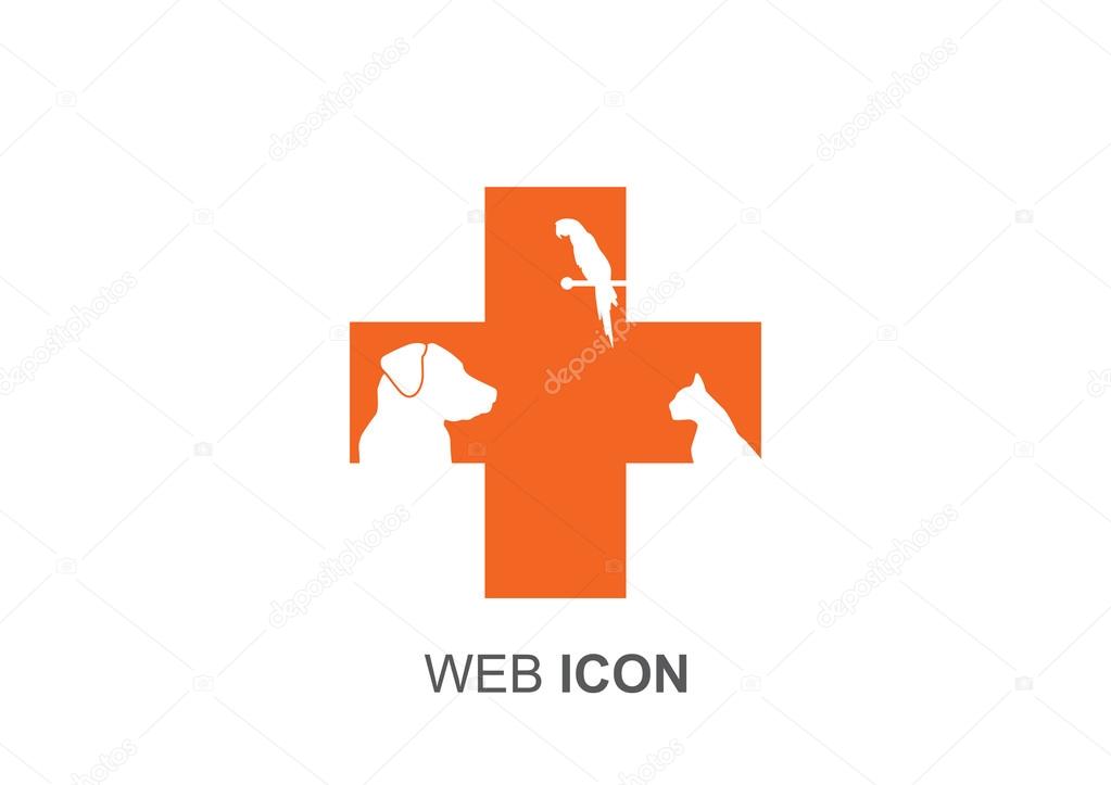 Sign with domestic pets silhouettes, veterinary logo concept