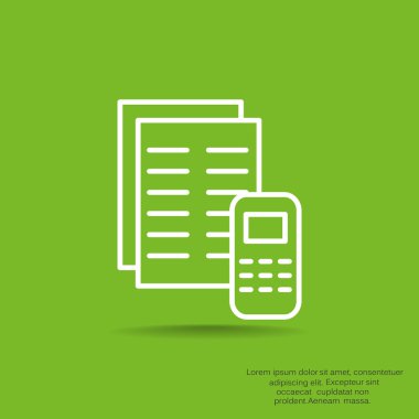 Kağıtları cep telefonu basit web simgesi ile