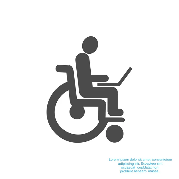 Osób niepełnosprawnych z laptopa na ikonę wózka — Wektor stockowy