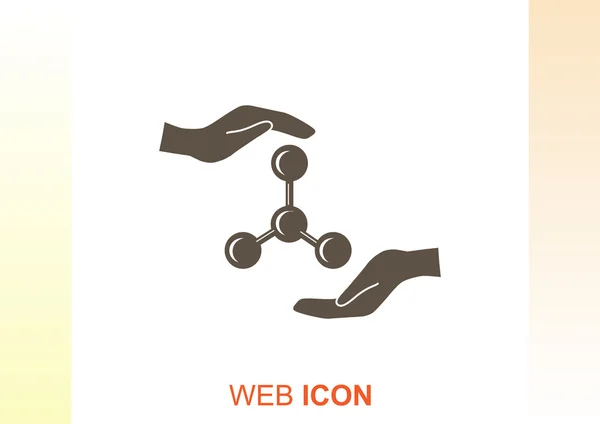 Молекулярное соединение и иконка кисти рук — стоковый вектор