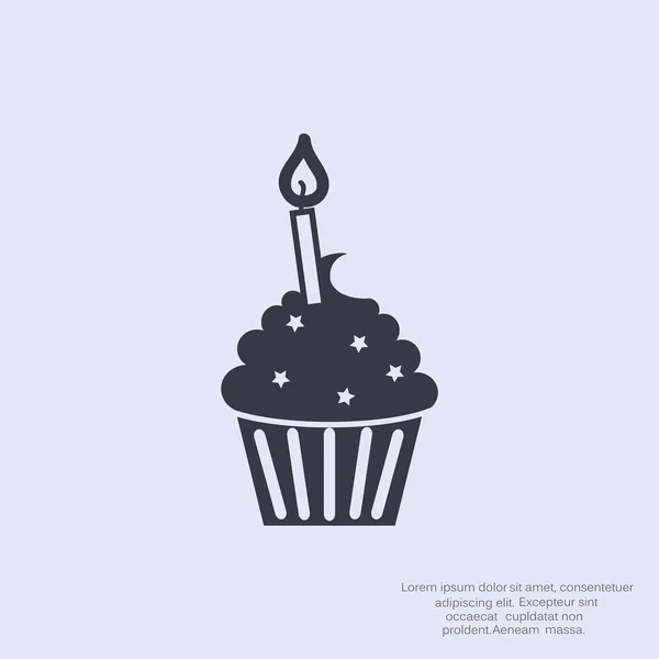 Cupcake dessert with candle — Stock Vector