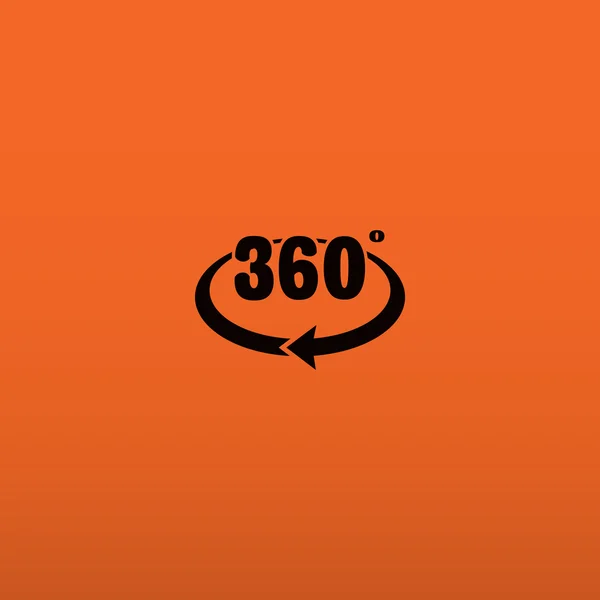 360 graus com ícone de seta arredondada —  Vetores de Stock