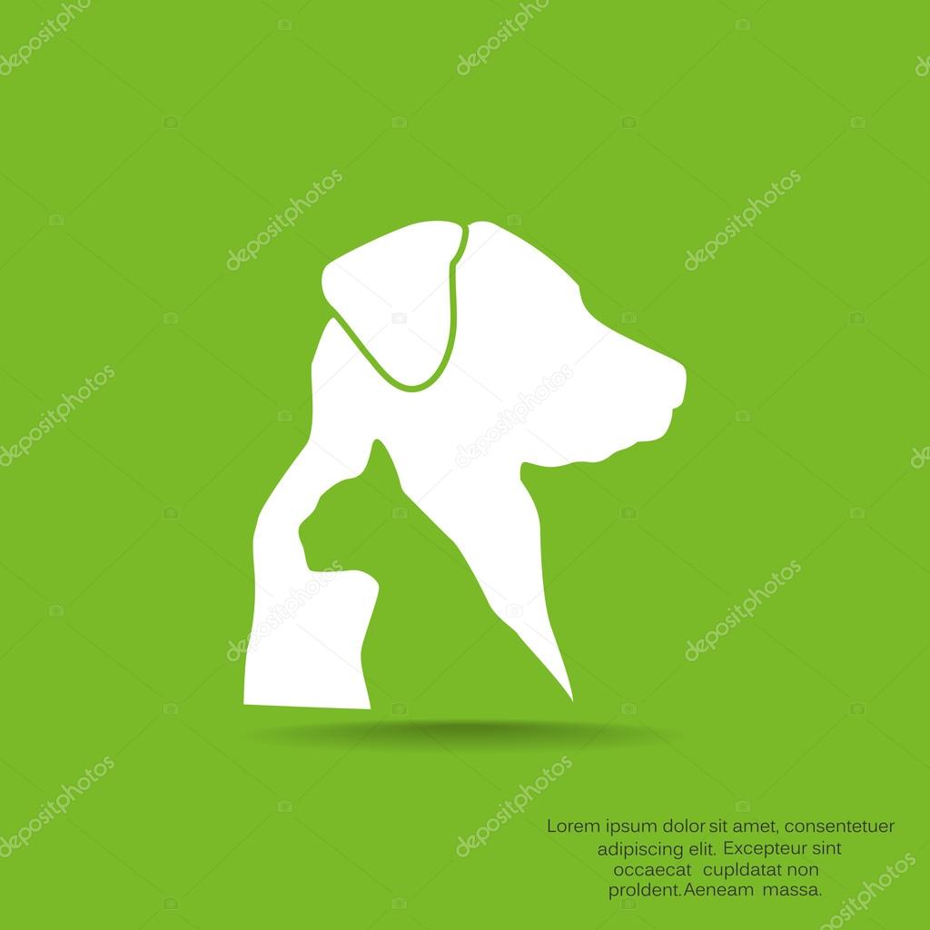 Sign with domestic pets silhouettes, veterinary logo concept