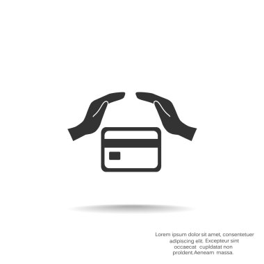 Kredi kartı ve eller web simgesi