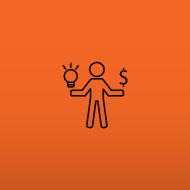 Işık ve dolar simgesi olan insan