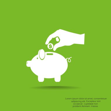 piggy banka para bırakarak el