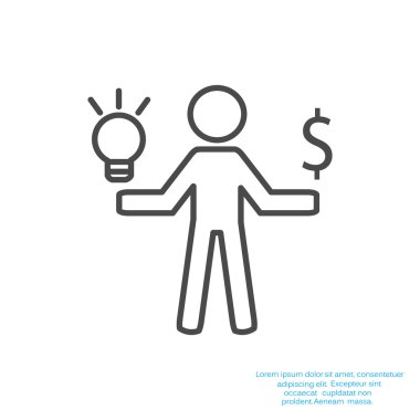 Işık ve dolar simgesi olan insan