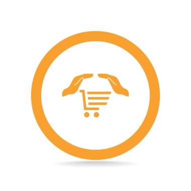 Alışveriş sepeti ile eller web simgesi