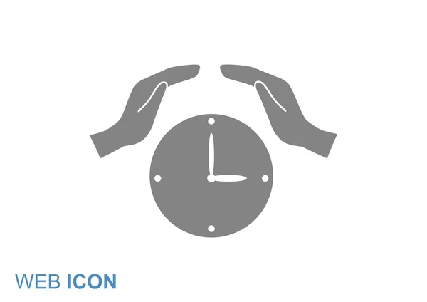 Reloj con icono manos humanas — Vector de stock