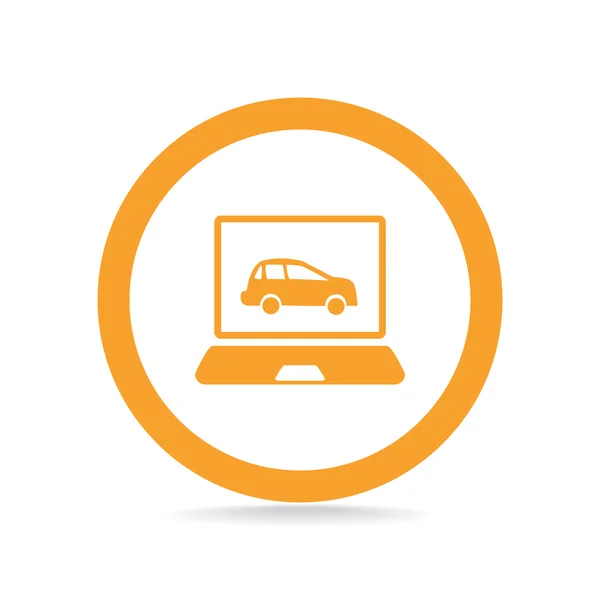 Laptop com carro na tela — Vetor de Stock