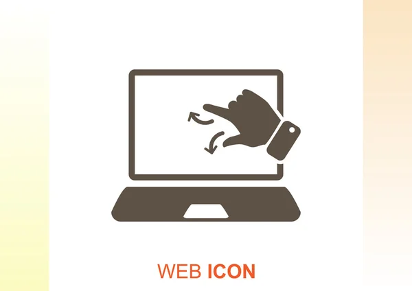 Tela sensível ao toque no ícone da web laptop — Vetor de Stock