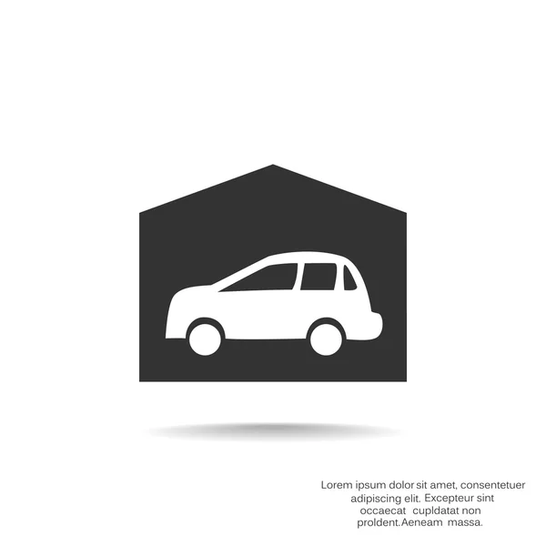 Garage avec voiture icône simple — Image vectorielle