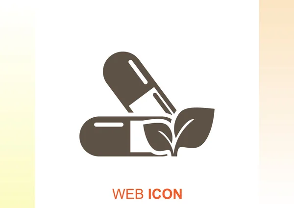 Органические медицинские таблетки икона в Интернете — стоковый вектор