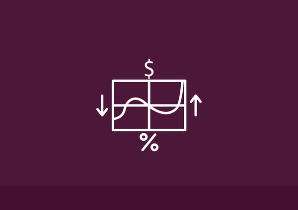 Gráfico com ícone de símbolos de negócios — Vetor de Stock