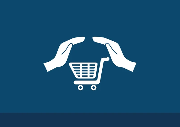 Alışveriş sepeti ile eller web simgesi — Stok Vektör