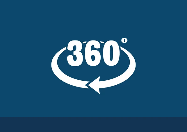 360 grados con icono de flecha redondeada — Vector de stock