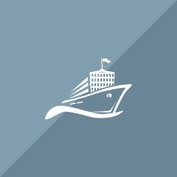 Ship on wave web icon — Stock Vector
