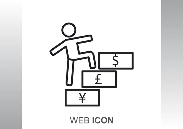 人間は、通貨記号と階段に登る — ストックベクタ