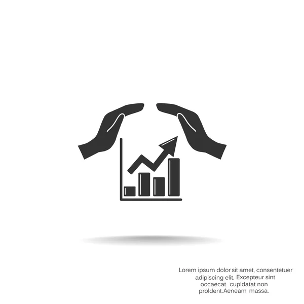 Rising graph with hands icon — Stock Vector