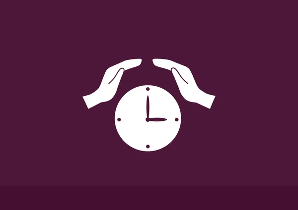 Horloge avec icône des mains humaines — Image vectorielle
