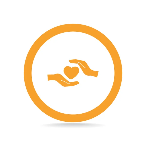 Heart in hands simple icon — Stock Vector