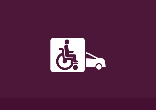 Disabili nell'icona dell'auto — Vettoriale Stock