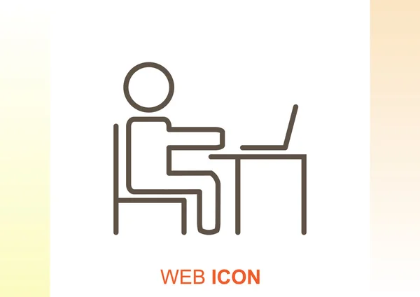 Man vid bord med laptop ikon — Stock vektor