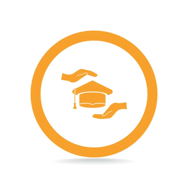 Academic hat and hands web icon — Stock Vector