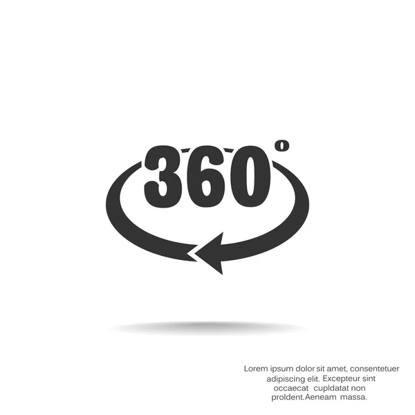 360 degreece met afgeronde pijlpictogram — Stockvector