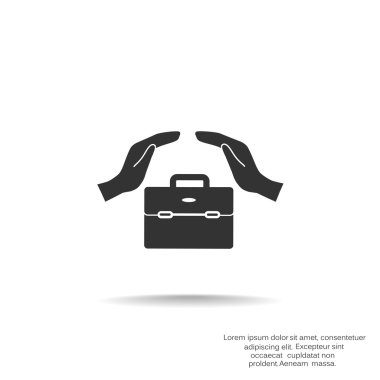 Evrak çantası ile eller web simgesi