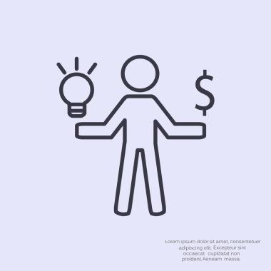 Işık ve dolar simgesi olan insan