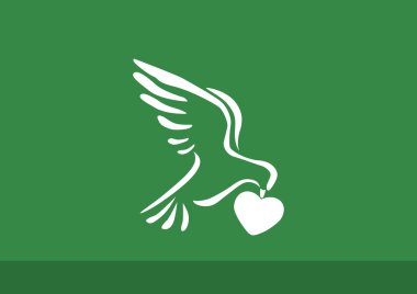 Güvercin ile kalp basit simgesi