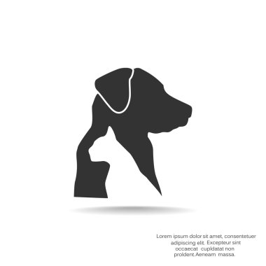Sign with domestic pets silhouettes clipart
