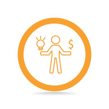 Işık ve dolar simgesi olan insan