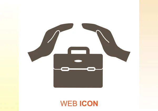 Portfölj med händerna web icon — Stock vektor