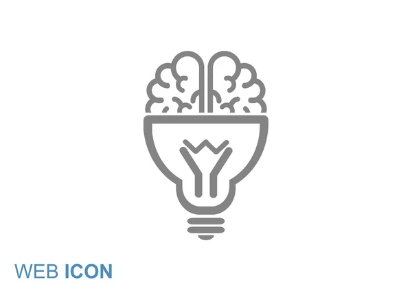 Cérebro com ícone de lâmpada — Vetor de Stock