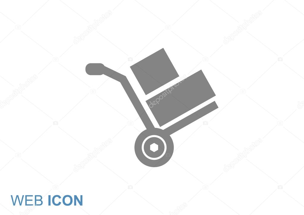 Wheelbarrow with boxes icon