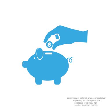 piggy banka para bırakarak el