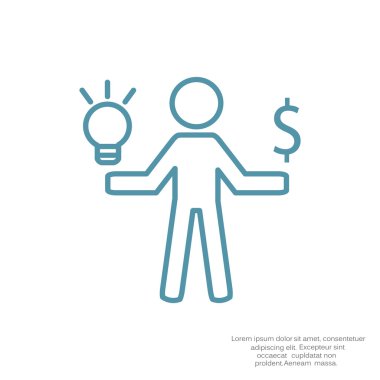 Işık ve dolar simgesi olan insan