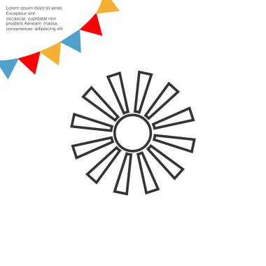 Güneş ışınları basit simgesi, anahat vektör çizim ile