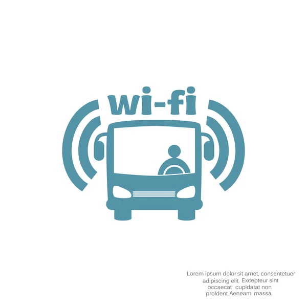 Wi-Fi en el signo de autobús, icono vector esquema ilustración — Archivo Imágenes Vectoriales