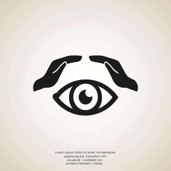 Mänskliga ögat och händerna web icon, disposition vektor illustration — Stock vektor